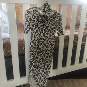 Spearmint love leopard knot gown with bow